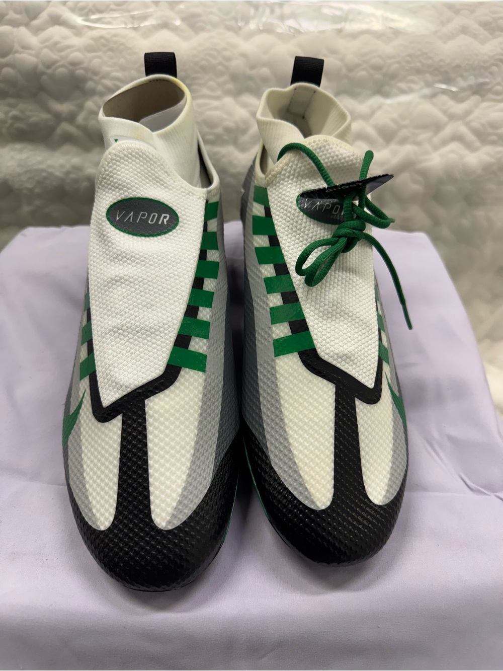 Nike Vapor Men's Laceless Football Cleats in White, Green & Black - Picture 3 of 10